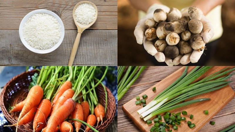 Ingredients for straw mushroom porridge