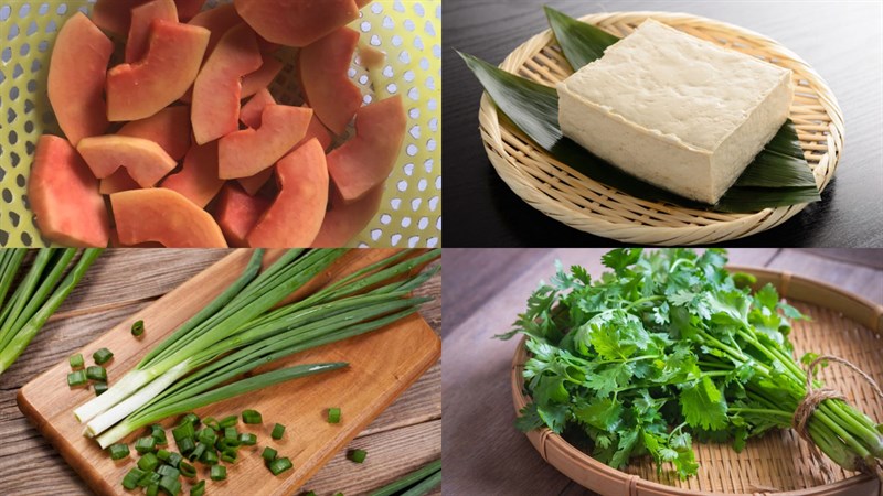Ingredients for vegetarian papaya soup