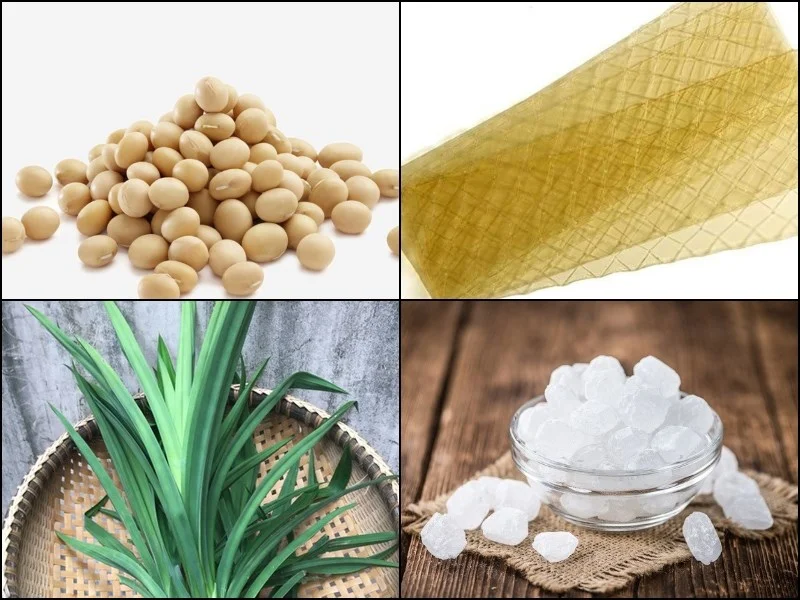 Ingredients for sweet tofu dish made with blender