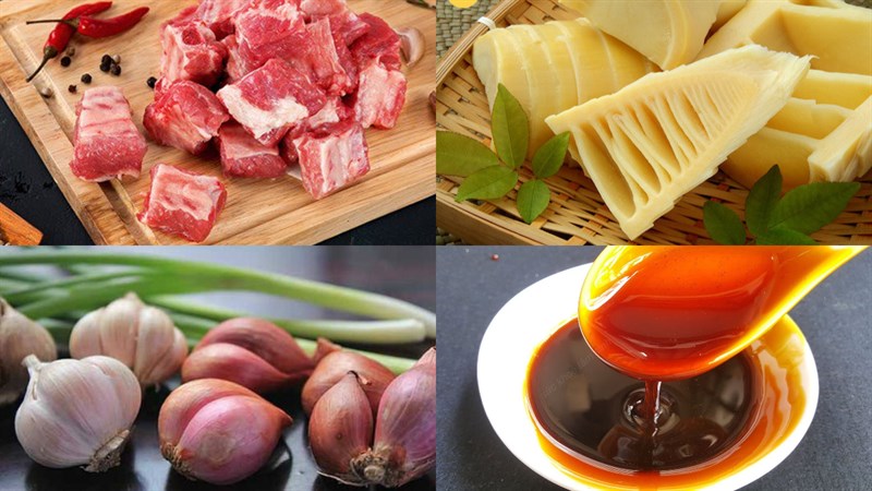 Ingredients for braised pork ribs with bamboo shoots