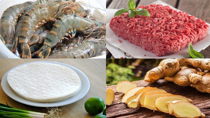 Ingredients for dumplings with rice paper