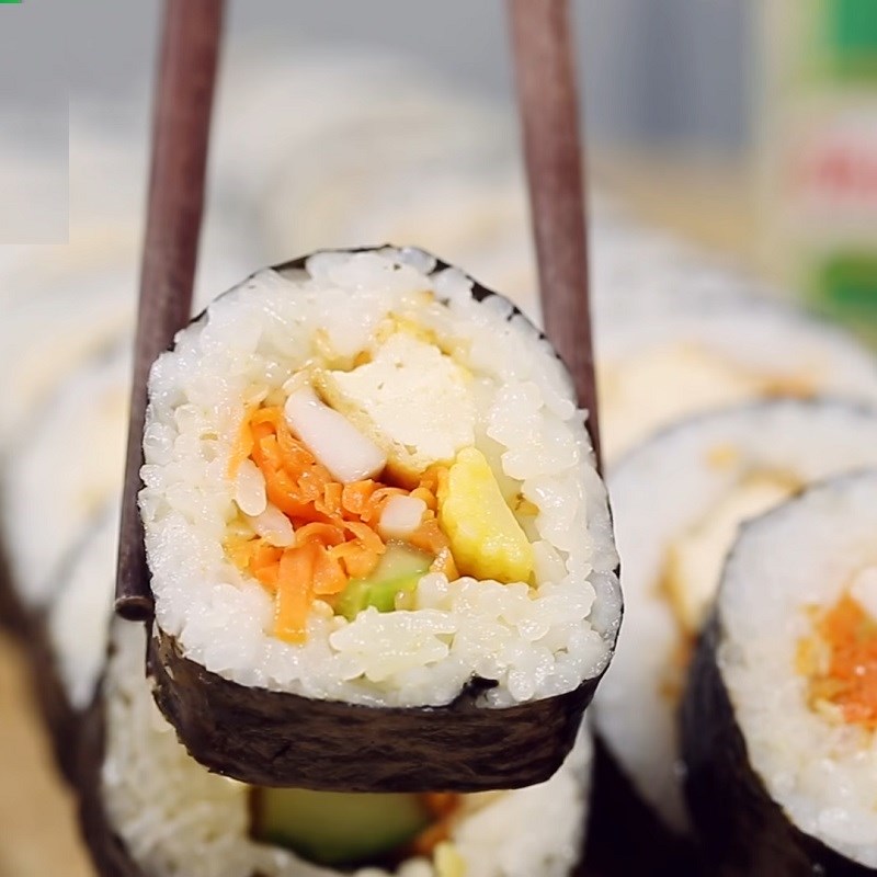 Step 5 Final Product Vegetarian sushi with sautéed mushrooms and vegetables
