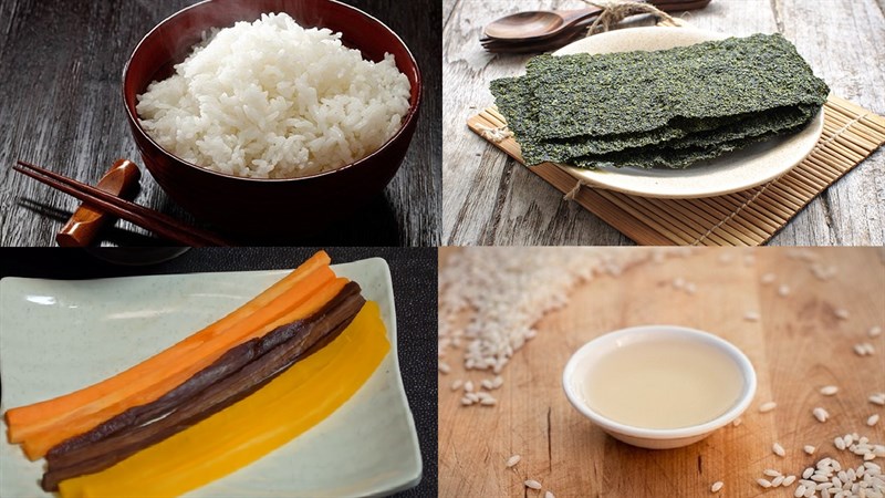 Ingredients for vegetarian sushi