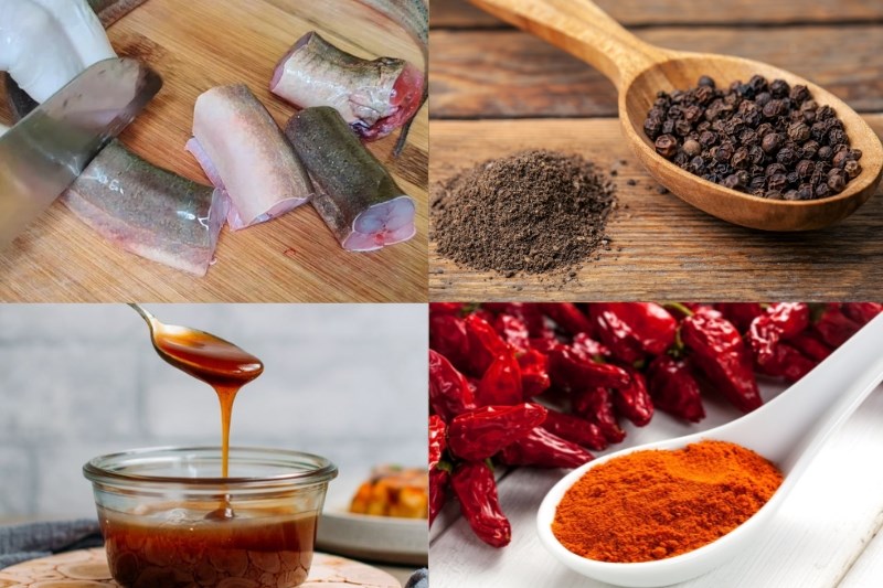 Ingredients for grilled salted chili eel