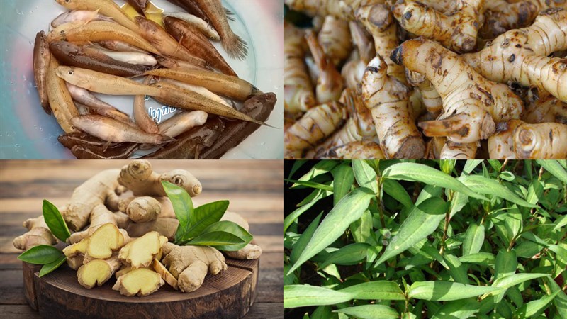 Ingredients for stewed goby fish dish