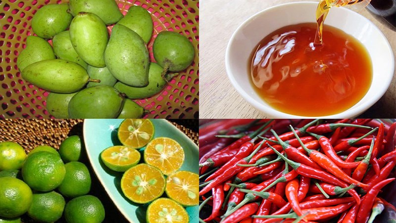 Ingredients for the dish 2 ways to make pickled mango with sugar and fish sauce