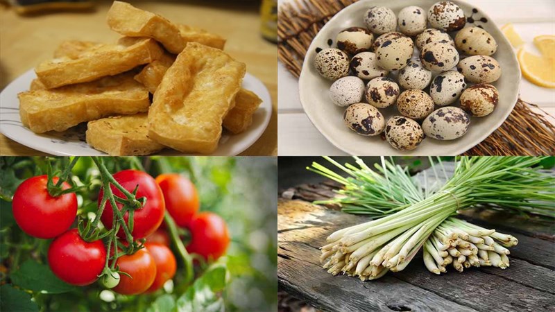 Ingredients for quail egg tofu dish with tomato sauce