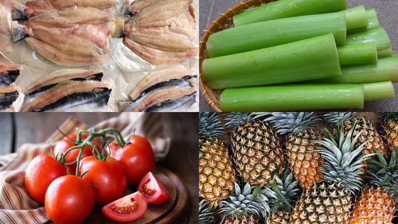 Ingredients for the dish 2 ways to cook sour soup with dried fish