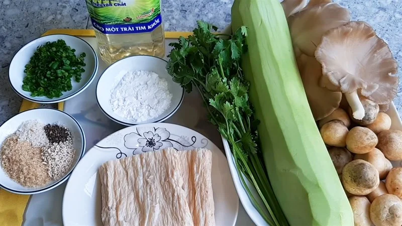 Ingredients for vegetarian stuffed gourd soup