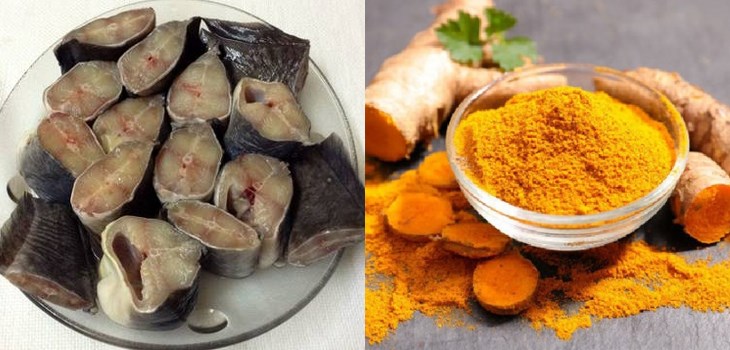 Ingredients for the dish 3 ways to make braised catfish with ginger, braised catfish with turmeric