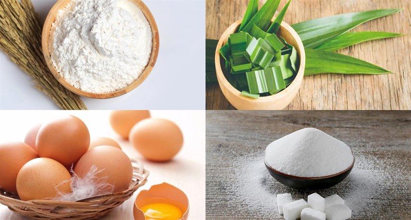 Ingredients for pandan leaf cake