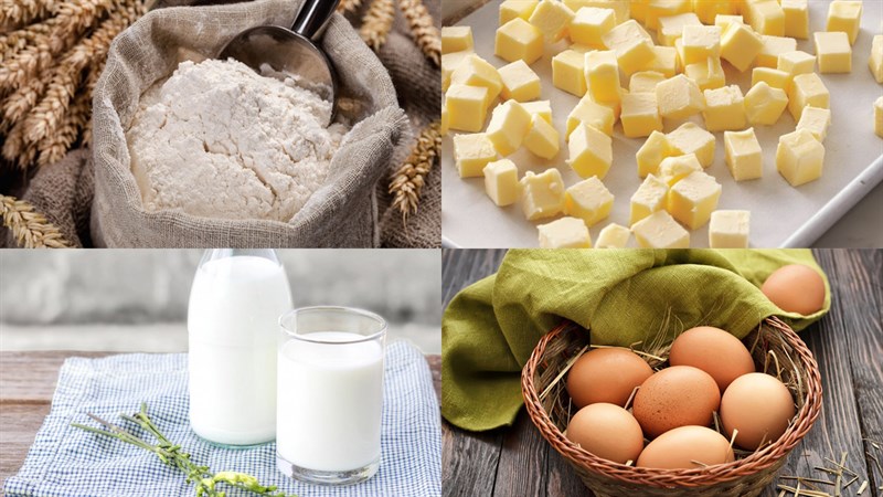 Ingredients for custard-filled bread, chocolate custard-filled bread
