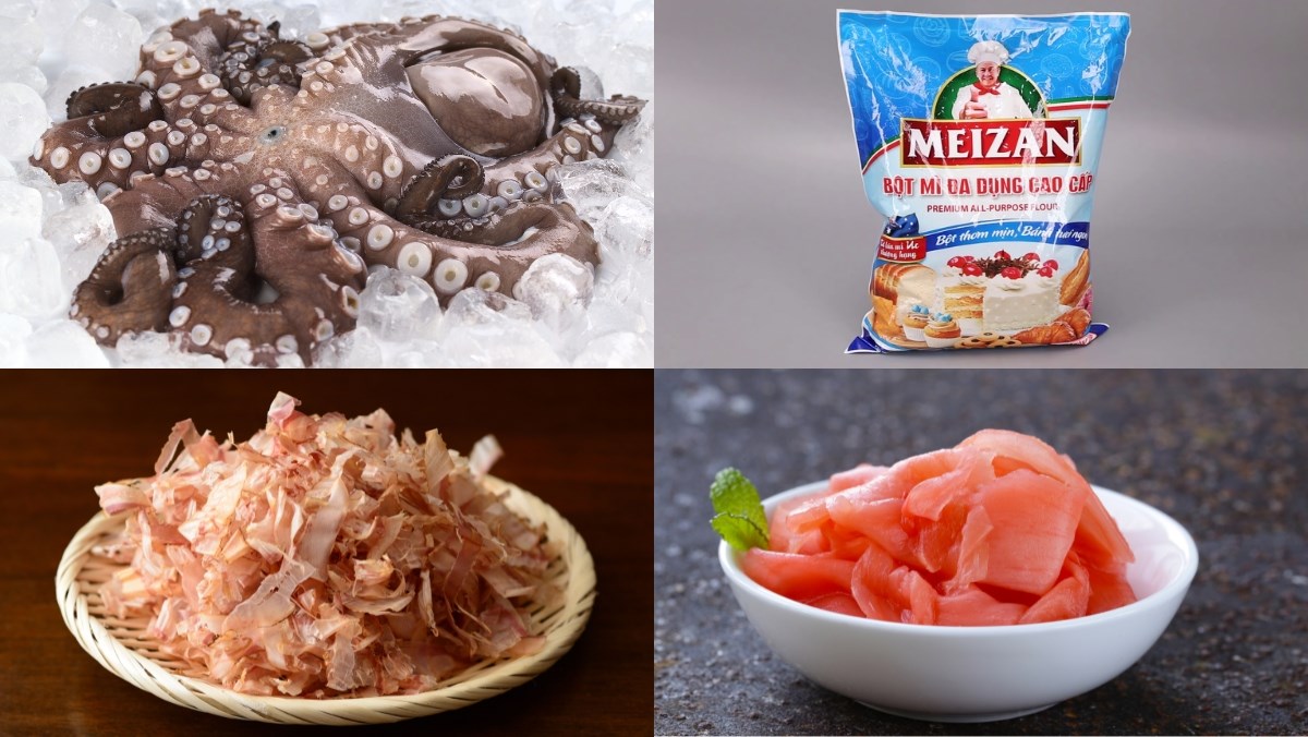 Ingredients for making takoyaki