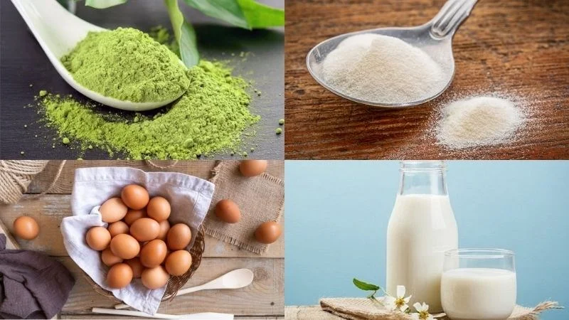 Ingredients for green tea flan