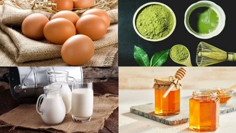 Ingredients for green tea flan