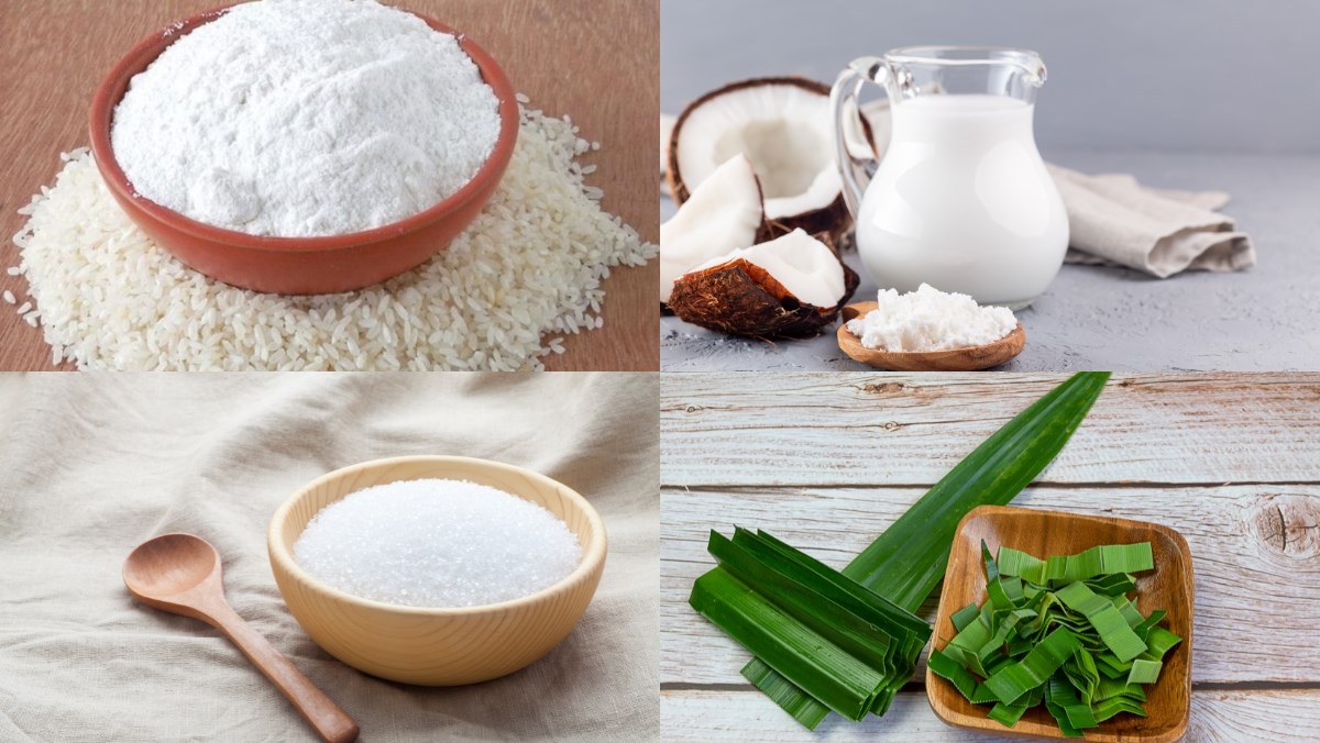 Ingredients for making pink cake in Binh Dinh style