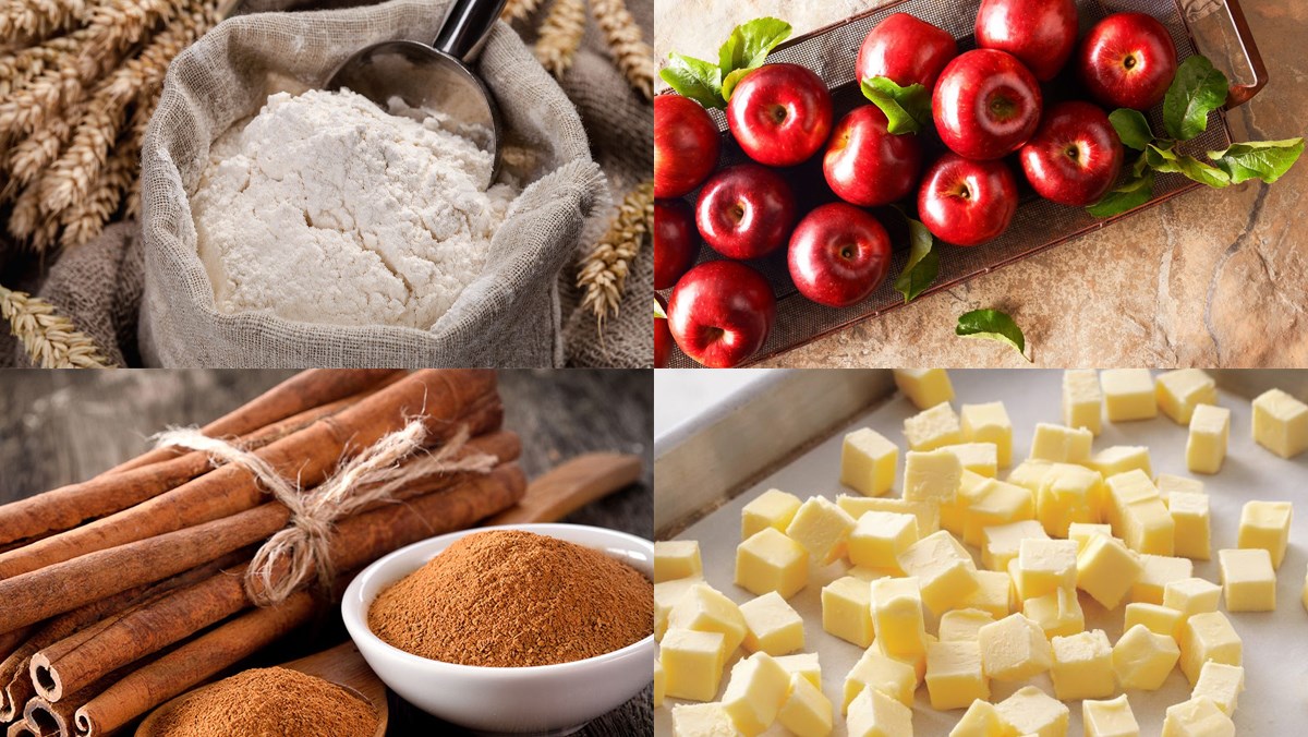 Ingredients for baked apple pie