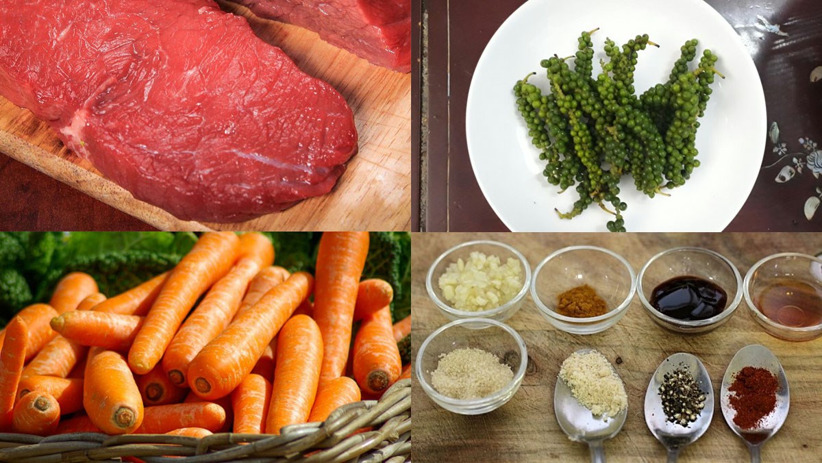 Ingredients for green pepper beef dish