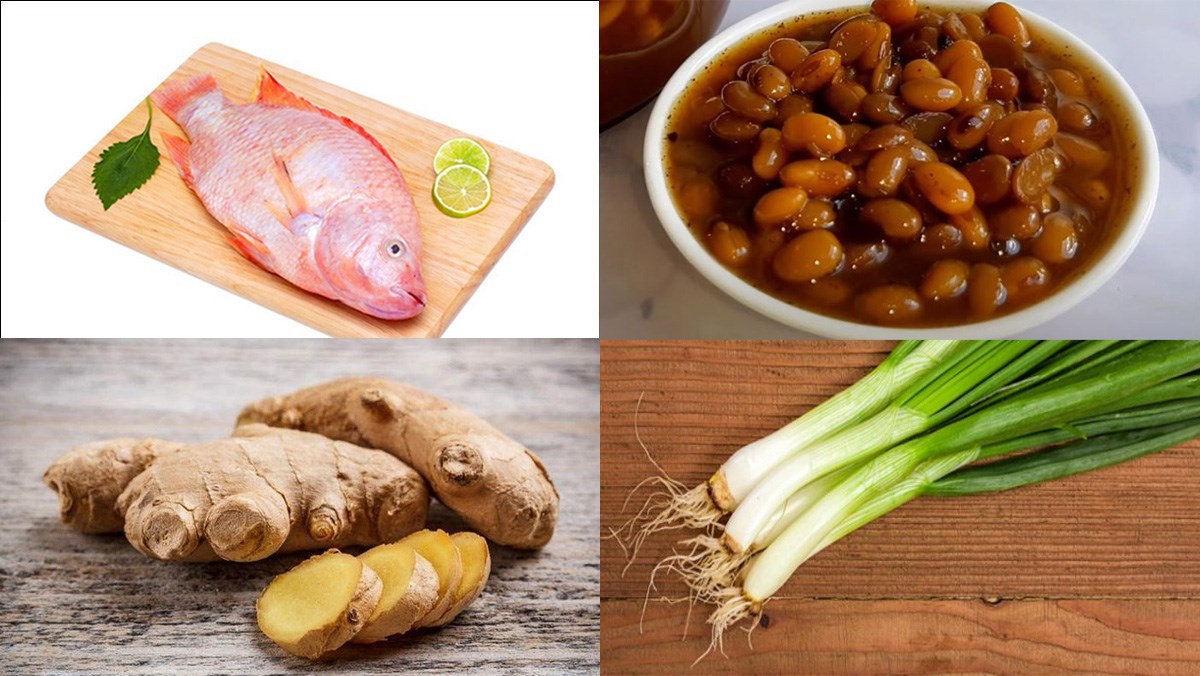 Ingredients for the dish 2 ways to make braised red tilapia with fermented soybeans