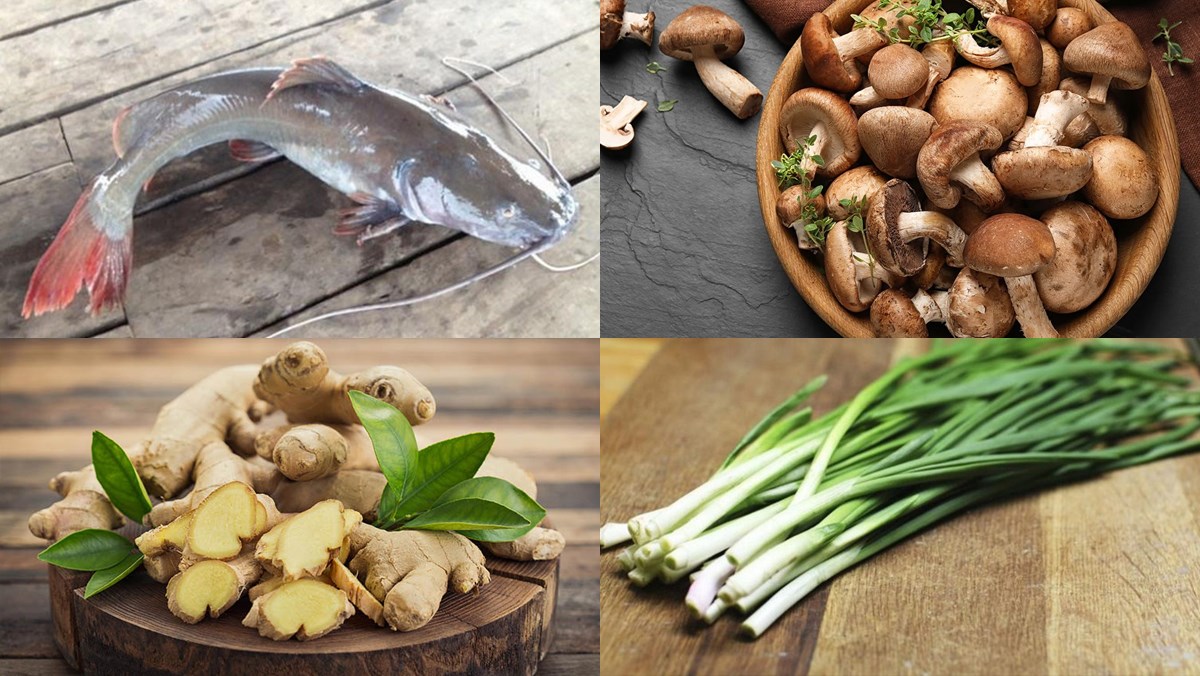 Ingredients for steamed catfish dish