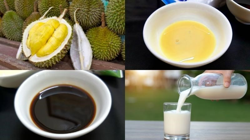 Ingredients for making durian coffee