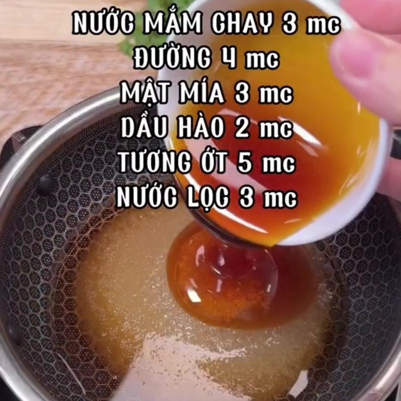 Step 2 Cook the fish sauce mixture for Fried Mushrooms with Fish Sauce