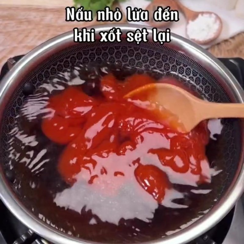 Step 2 Cook the fish sauce mixture for Fried Mushrooms with Fish Sauce