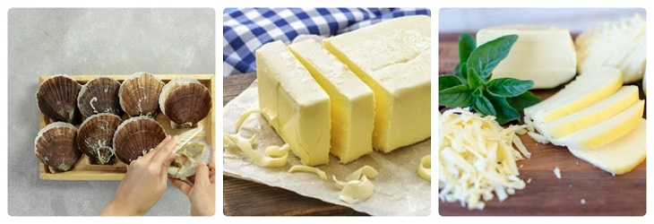 Ingredients for cheese baked scallops