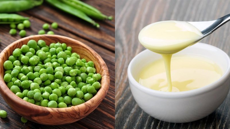 Ingredients for pea milk and pea smoothie