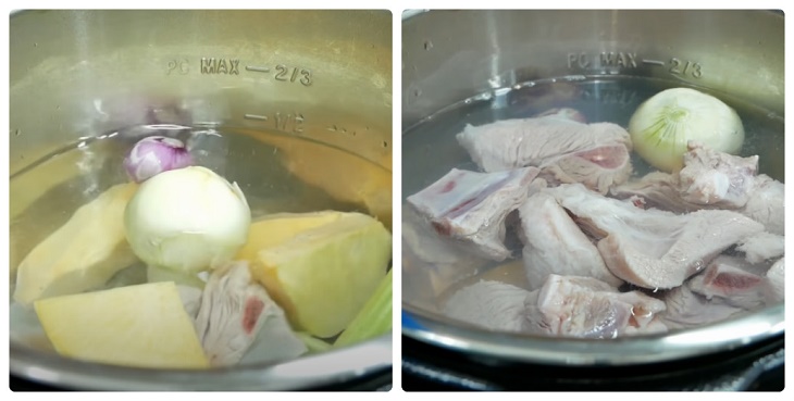 Step 3 Cooking broth for noodle soup with ribs