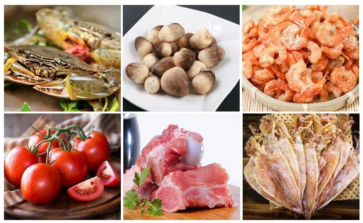 Ingredients for spicy sour sea crab hotpot