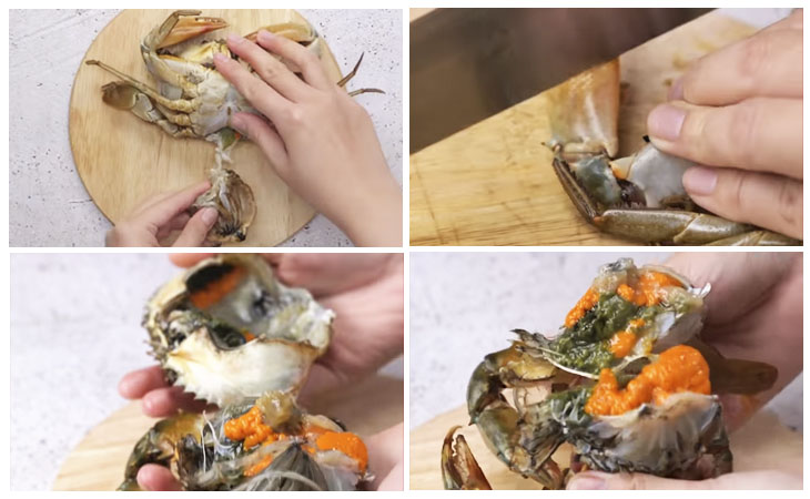Step 1 Prepare crab for Sour and Spicy Crab Hotpot