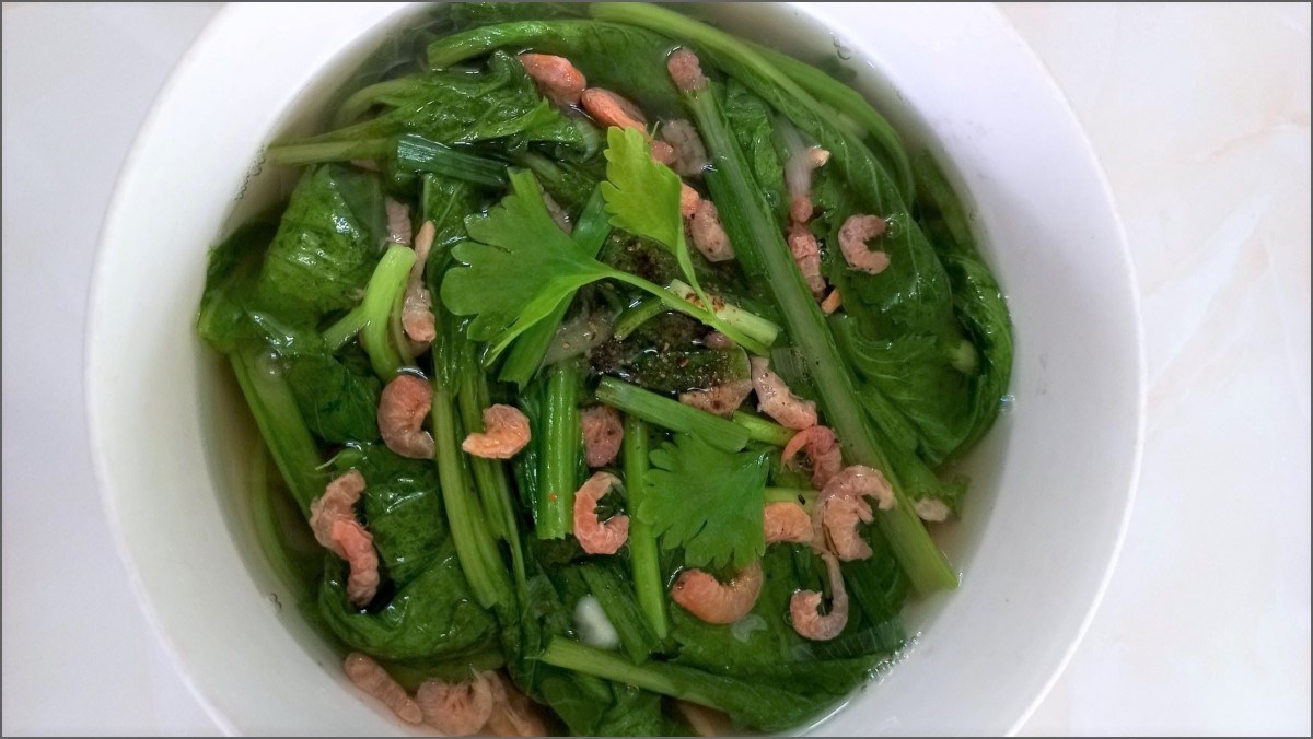 2 Ways to Cook Fresh Mustard Greens Soup with Shrimp, Perfect for Lunch 18 Dried shrimp mustard greens soup