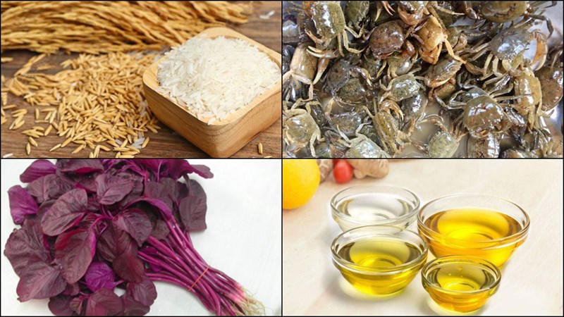 Ingredients for crab porridge with amaranth