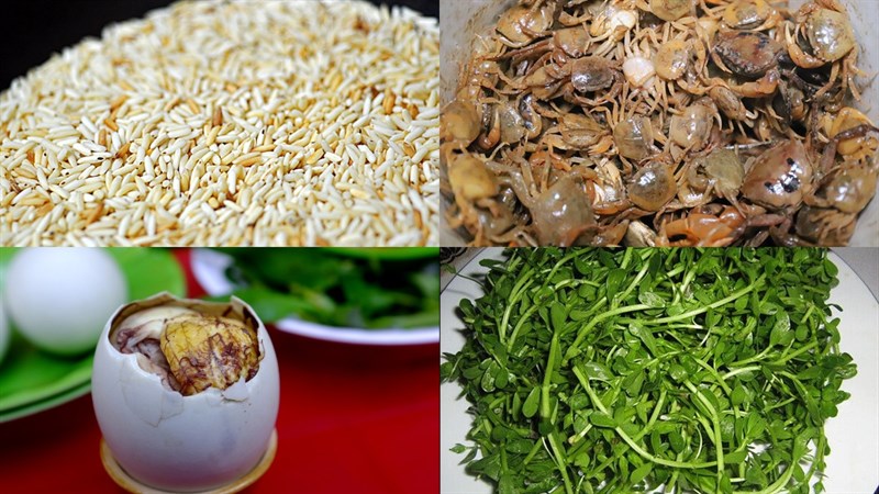 Ingredients for soft-shell crab porridge dish