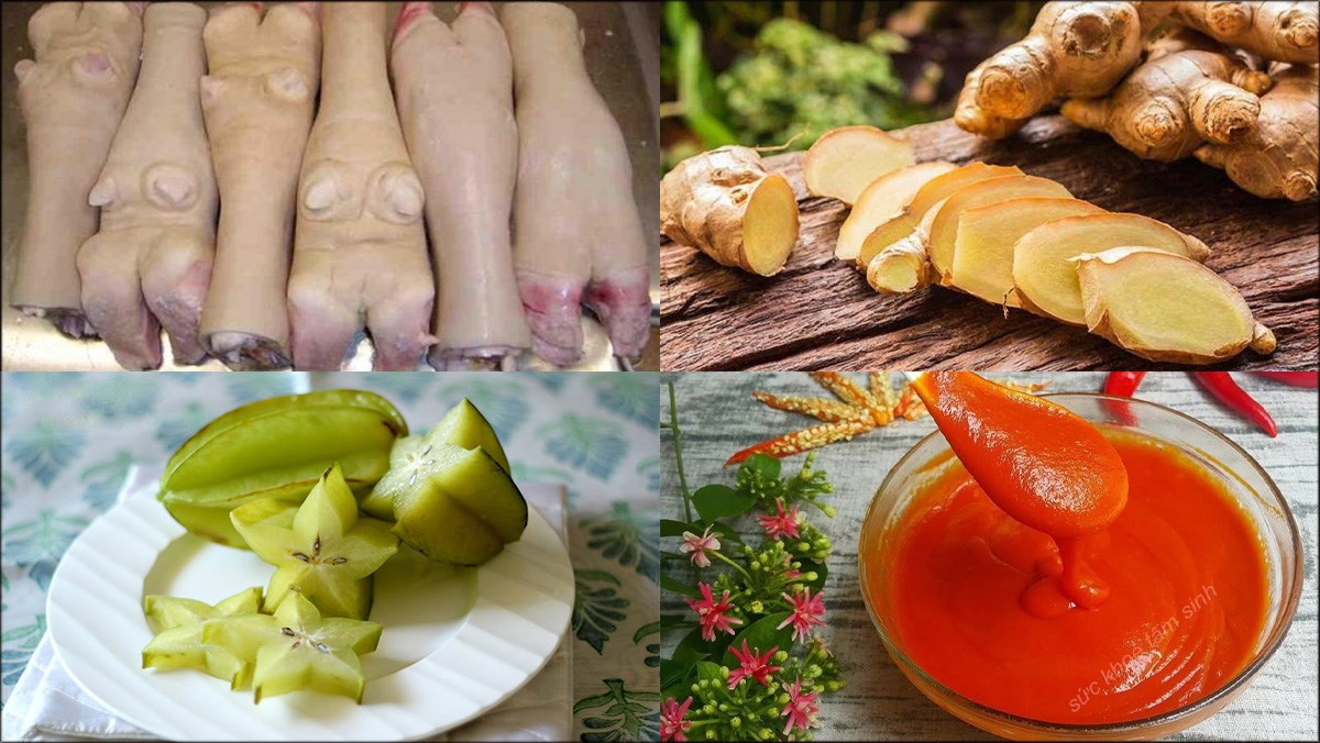 Ingredients for boiled cow's feet dish