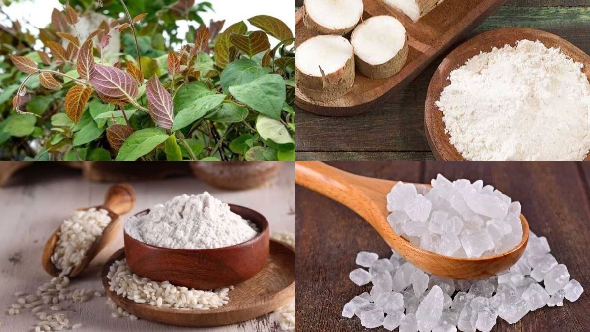 Ingredients for making Chinese mugwort dessert with a quick juicer