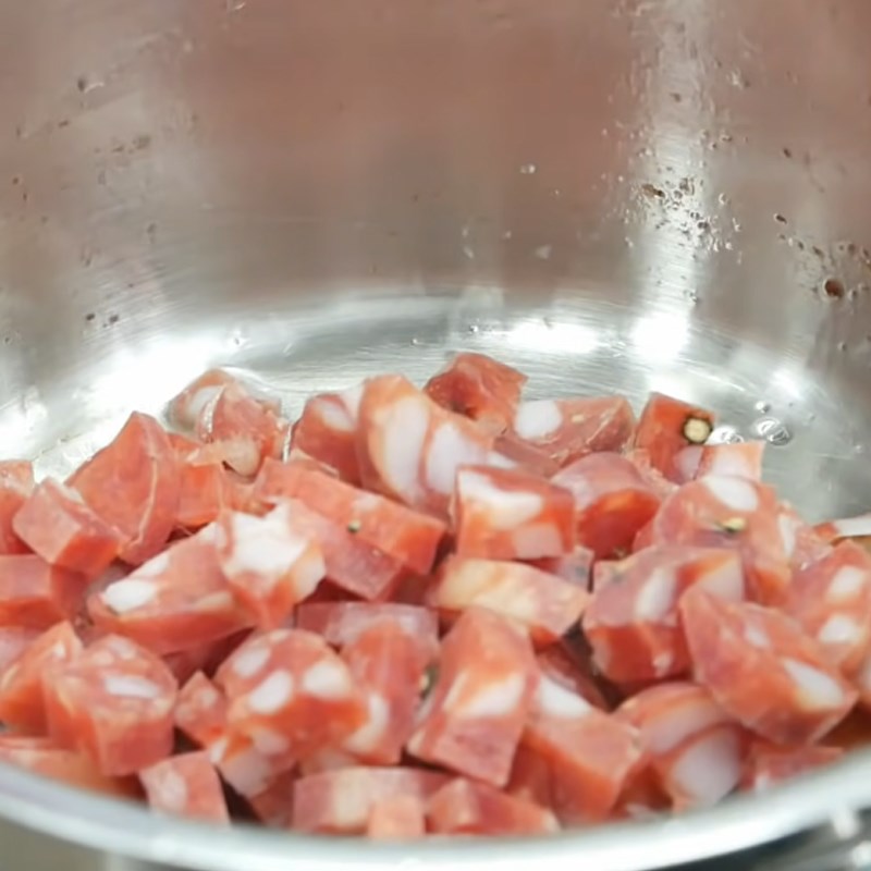 Step 3 Frying the Sausage Sticky Rice with Pressure Cooker