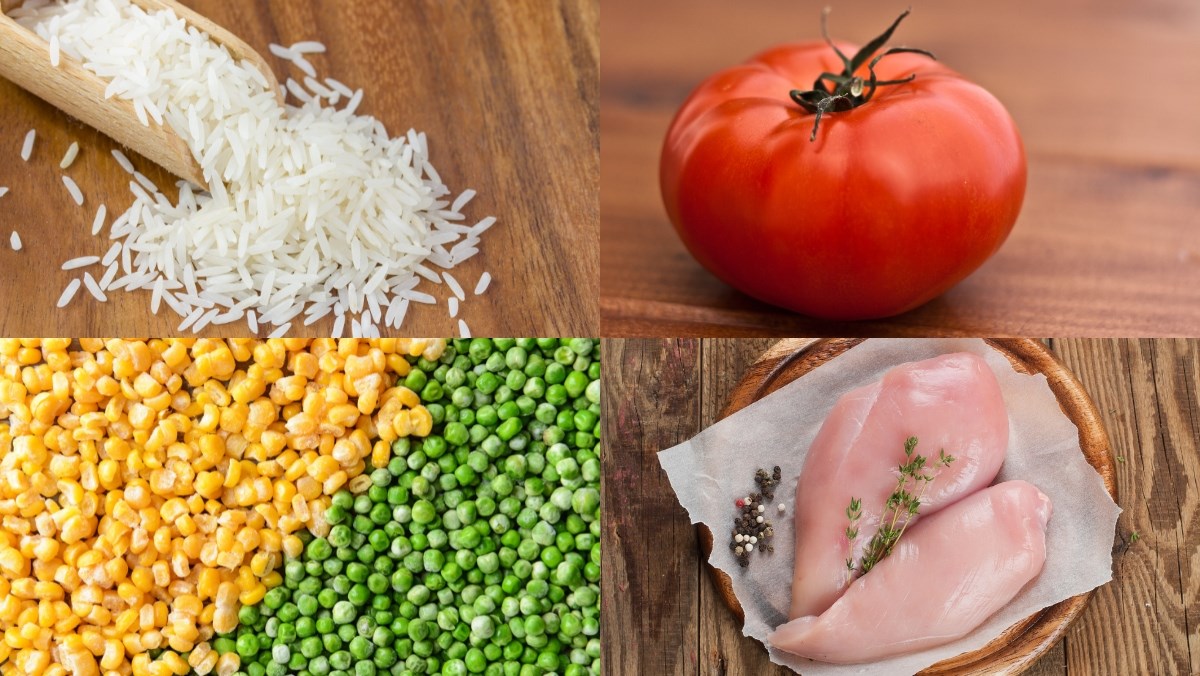Ingredients for lazy rice dish