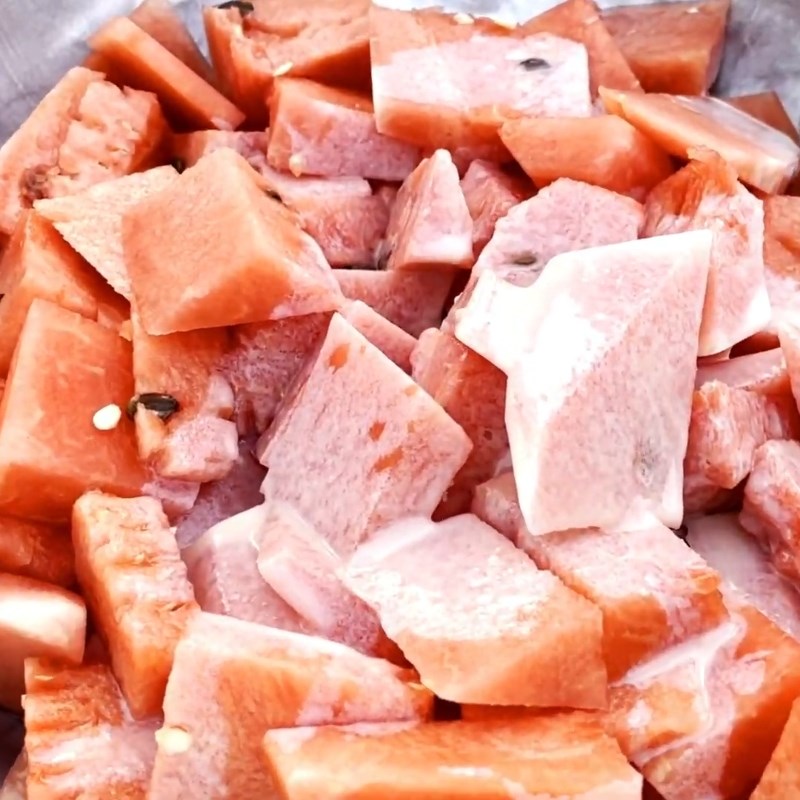Step 2 Watermelon soaked with milk Sweetened condensed milk watermelon