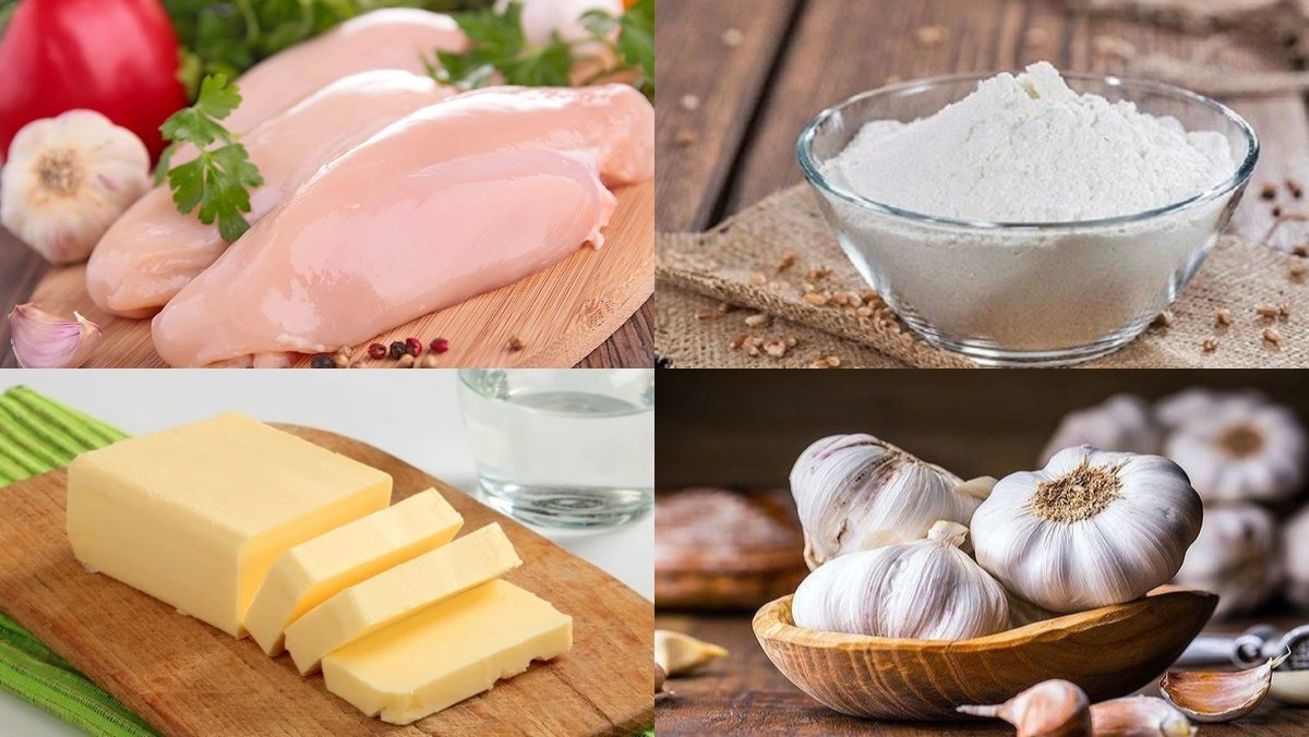 Ingredients for garlic butter chicken dish