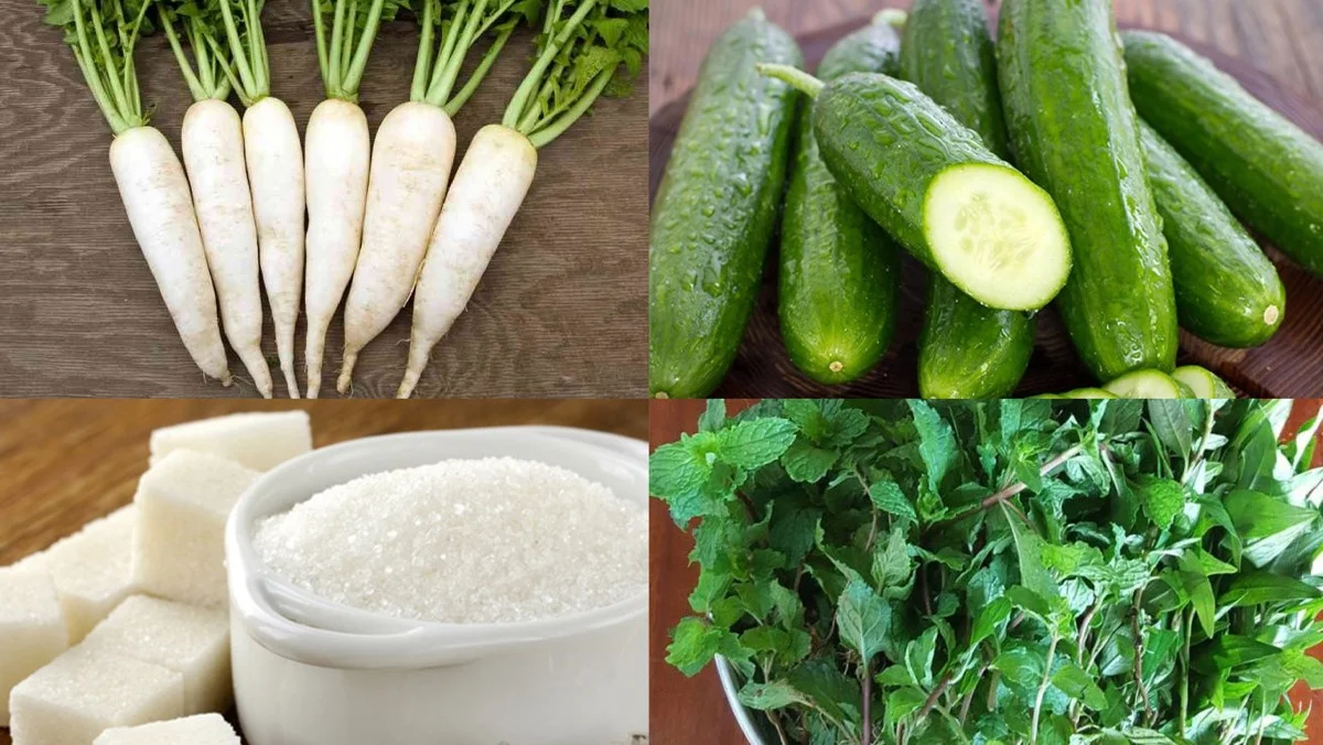 Ingredients for white radish salad
