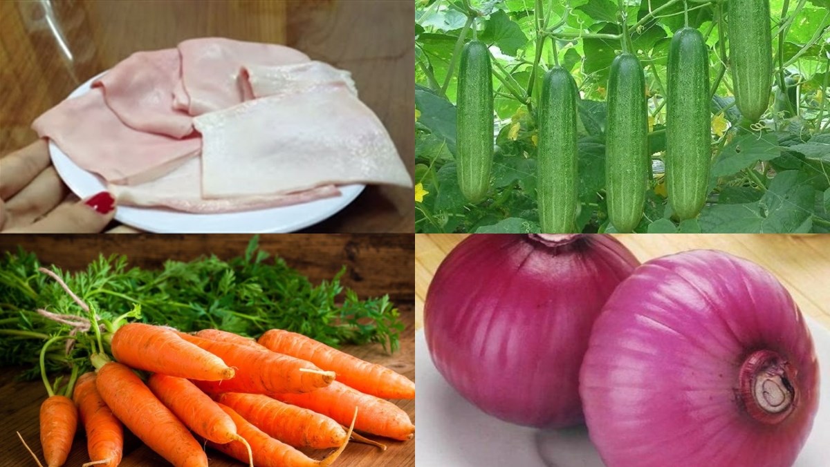 Ingredients for cucumber pig skin salad