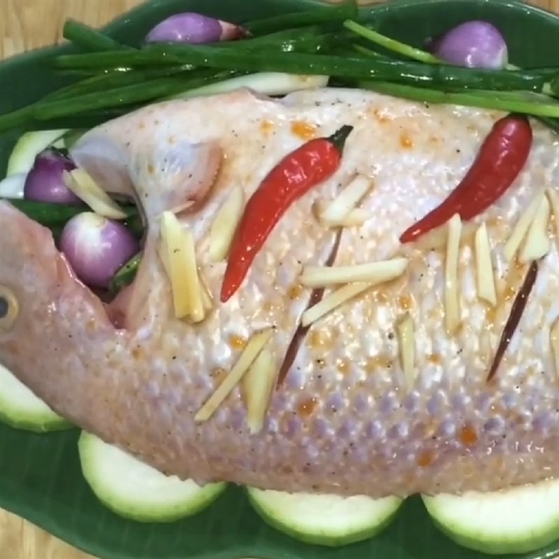 Step 4 Steaming Fish Red Tilapia Steamed with Gourd
