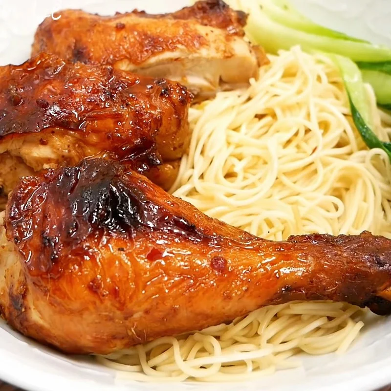 Step 9 Completion of roasted chicken noodles using an air fryer
