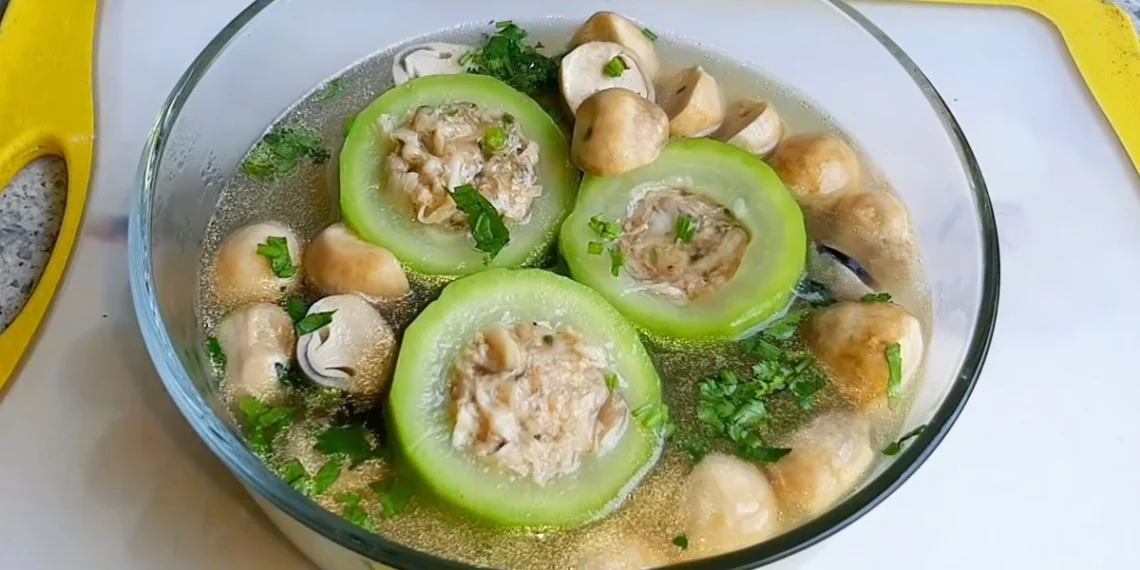 how to cook bitter melon stuffed with vegetarian meat for vegetarian rice 03184