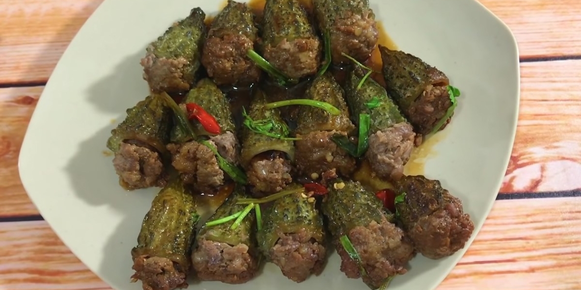 how to make bitter melon stuffed with dry meat and soy sauce delicious and easy to make 08072