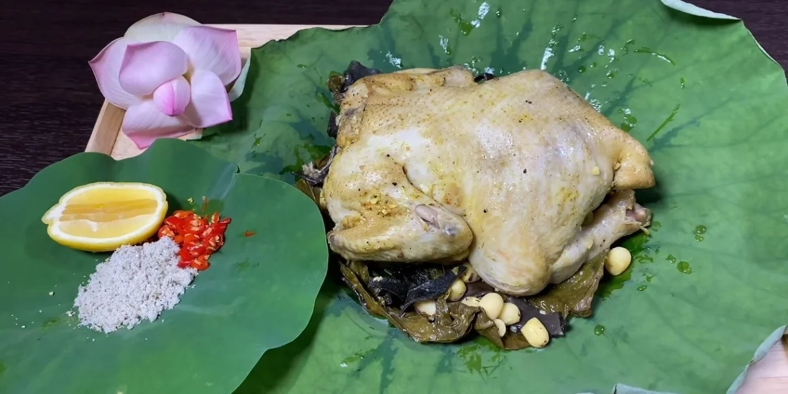 how to make steamed chicken with lotus leaves delicious and aromatic for family 08199