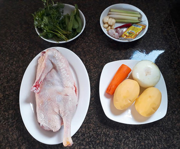 Ingredients for duck curry dish