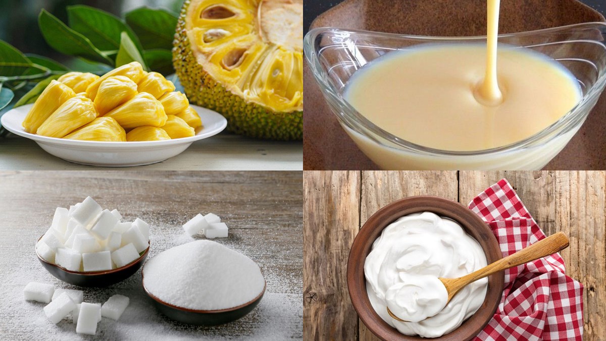Ingredients for jackfruit ice cream using a blender, jackfruit ice cream without fresh cream